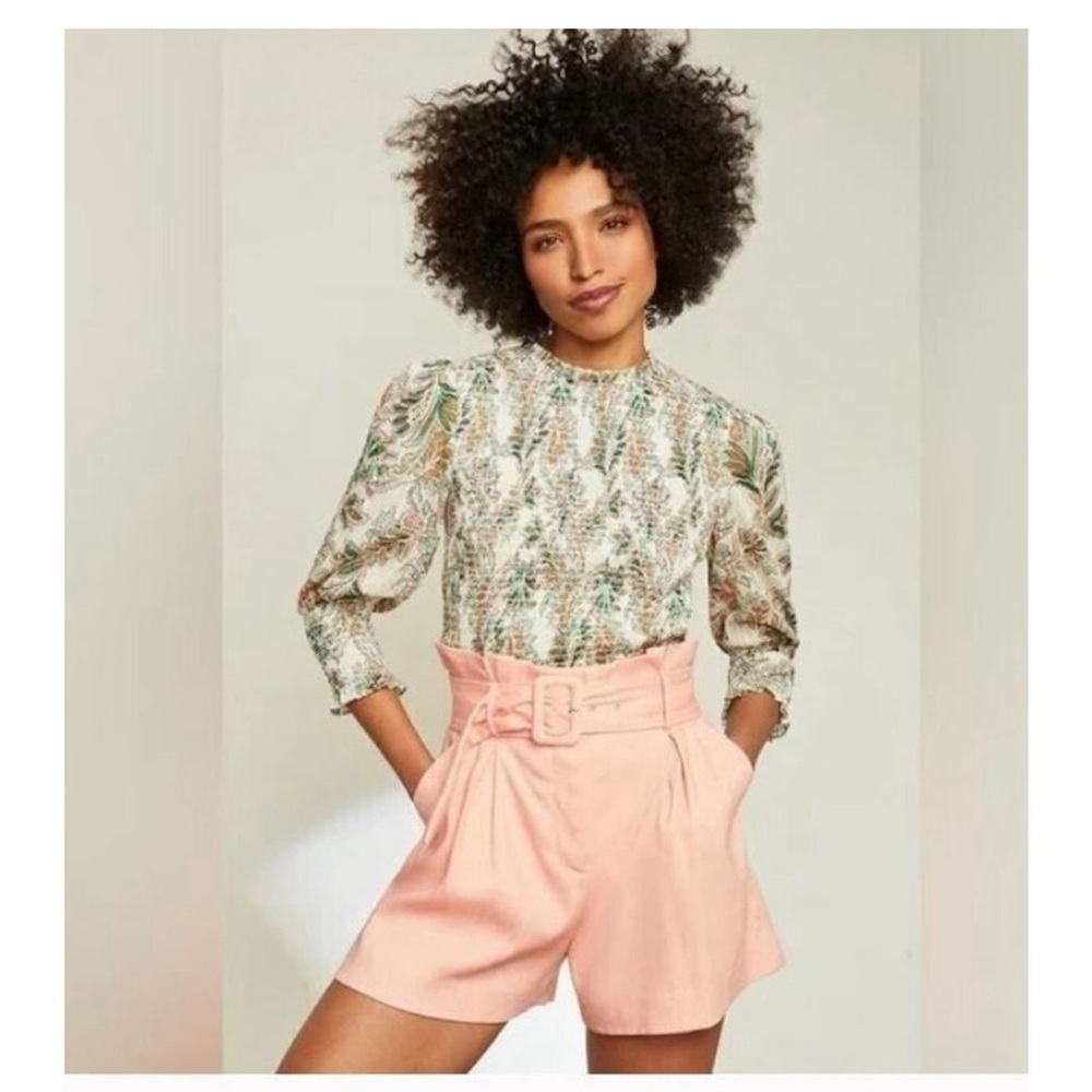VERONICA BEARD Kali Floral Smocked Puff Sleeves Blouse Top Sz 6 Originally $398
